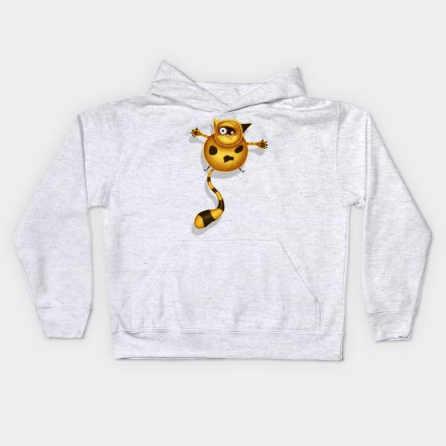 Flying Fat Cat | Brown Kids Hoodie by DrawingEggen